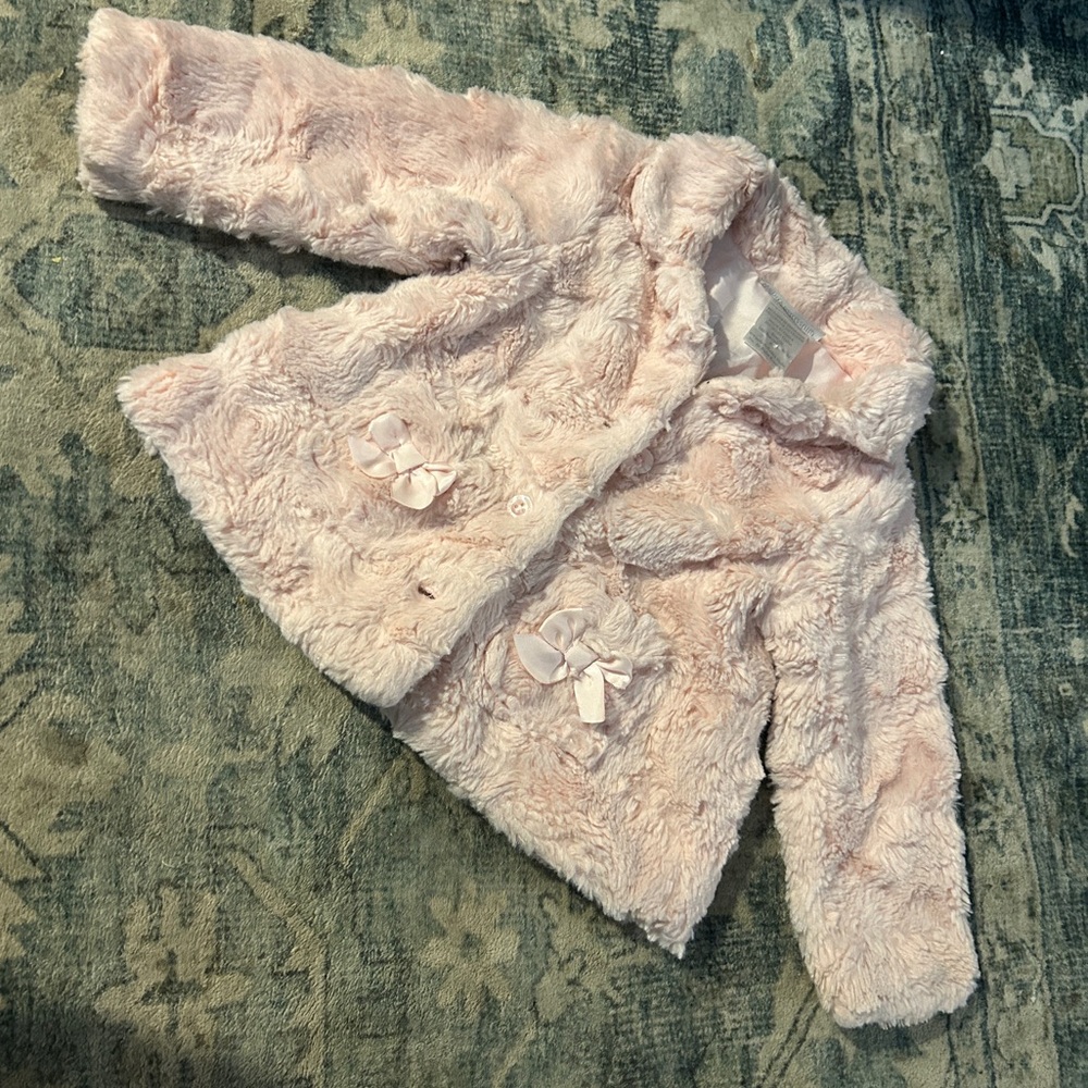 Wendy Bellissimo Faux Fur Light Pink Bow Jacket